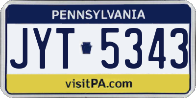 PA license plate JYT5343
