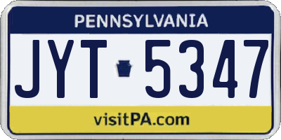 PA license plate JYT5347