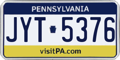 PA license plate JYT5376