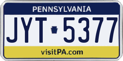 PA license plate JYT5377