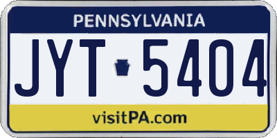 PA license plate JYT5404