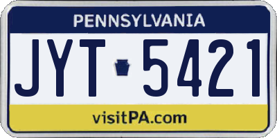 PA license plate JYT5421