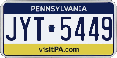 PA license plate JYT5449