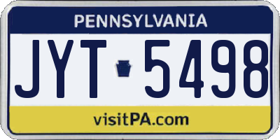 PA license plate JYT5498