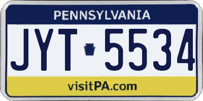 PA license plate JYT5534