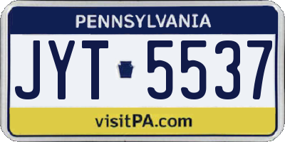 PA license plate JYT5537