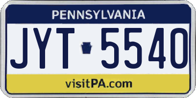 PA license plate JYT5540