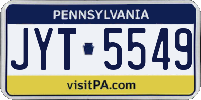 PA license plate JYT5549