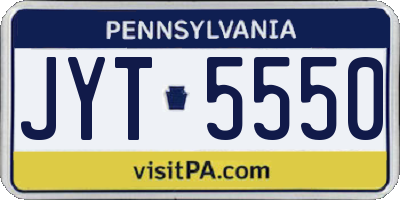 PA license plate JYT5550
