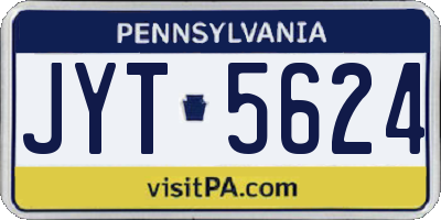PA license plate JYT5624