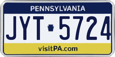 PA license plate JYT5724