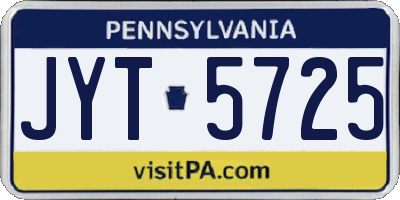 PA license plate JYT5725