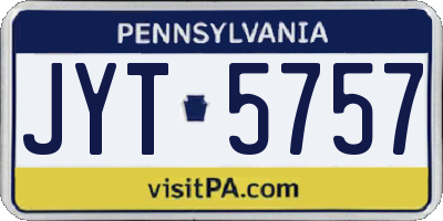 PA license plate JYT5757