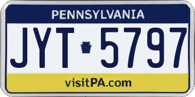 PA license plate JYT5797