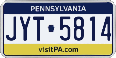 PA license plate JYT5814