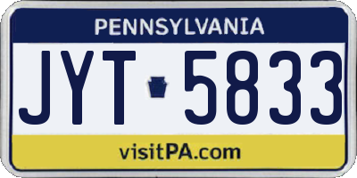 PA license plate JYT5833