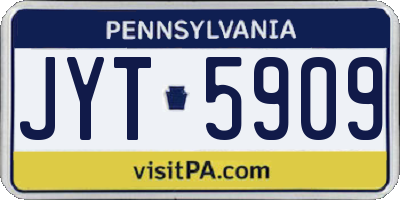 PA license plate JYT5909