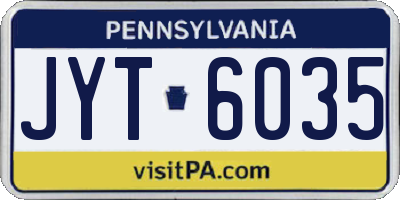 PA license plate JYT6035