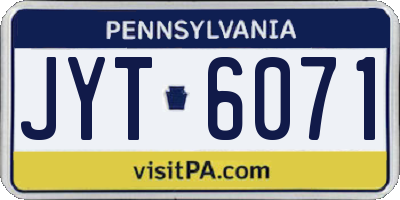 PA license plate JYT6071