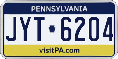 PA license plate JYT6204