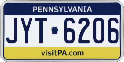 PA license plate JYT6206