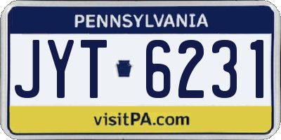 PA license plate JYT6231