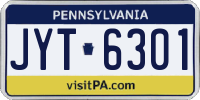 PA license plate JYT6301