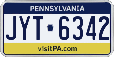 PA license plate JYT6342