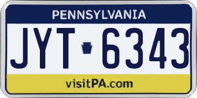 PA license plate JYT6343