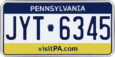 PA license plate JYT6345