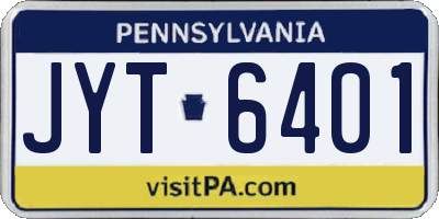 PA license plate JYT6401