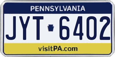 PA license plate JYT6402