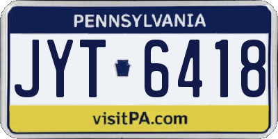 PA license plate JYT6418