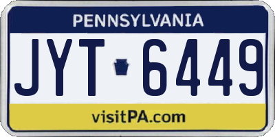 PA license plate JYT6449