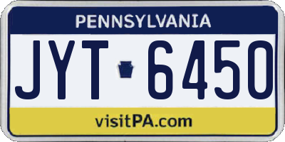 PA license plate JYT6450
