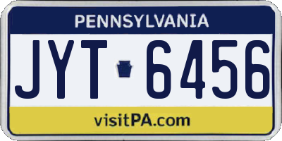 PA license plate JYT6456