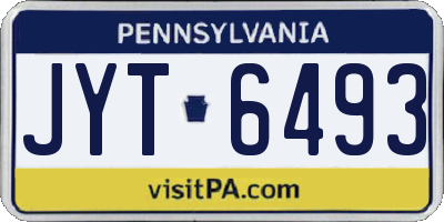 PA license plate JYT6493