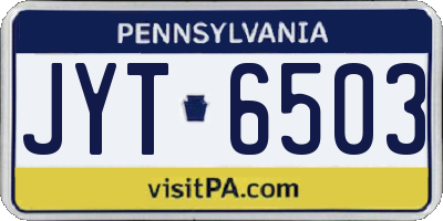 PA license plate JYT6503