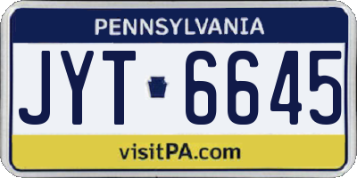 PA license plate JYT6645
