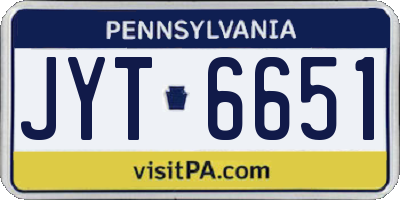 PA license plate JYT6651