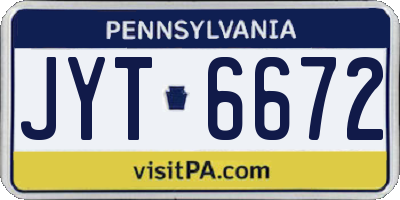 PA license plate JYT6672