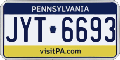 PA license plate JYT6693