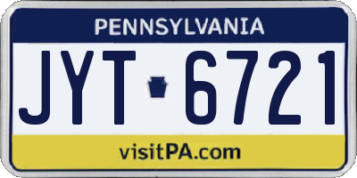 PA license plate JYT6721