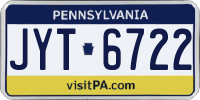 PA license plate JYT6722