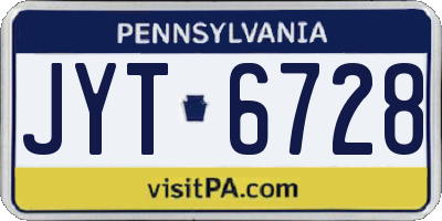 PA license plate JYT6728
