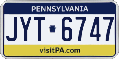 PA license plate JYT6747