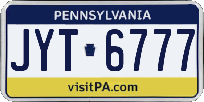 PA license plate JYT6777