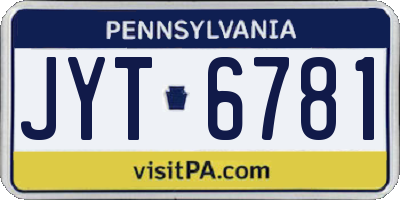 PA license plate JYT6781