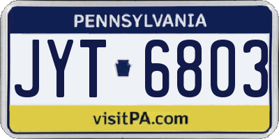 PA license plate JYT6803