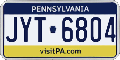 PA license plate JYT6804